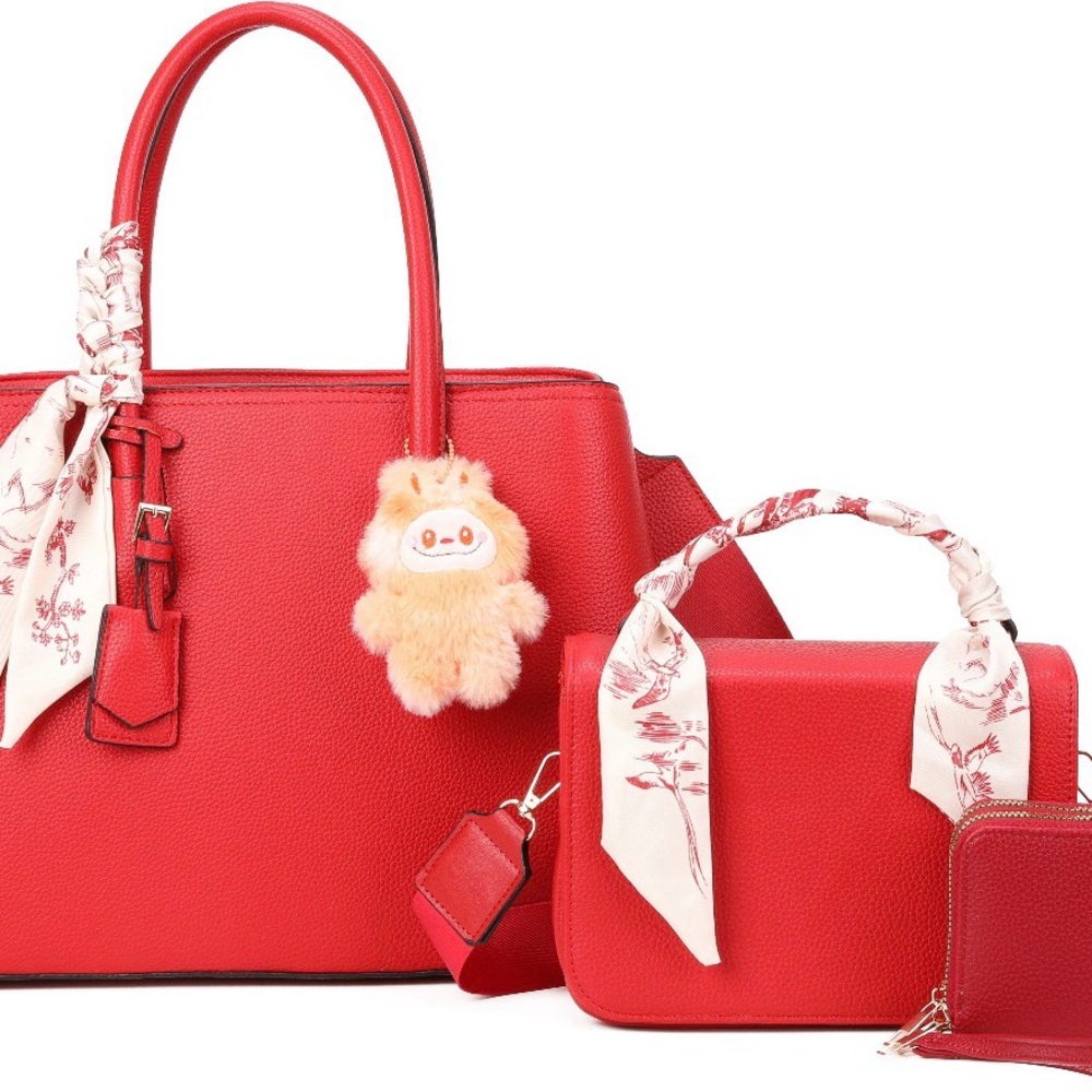 Elegant Red Handbag Set
